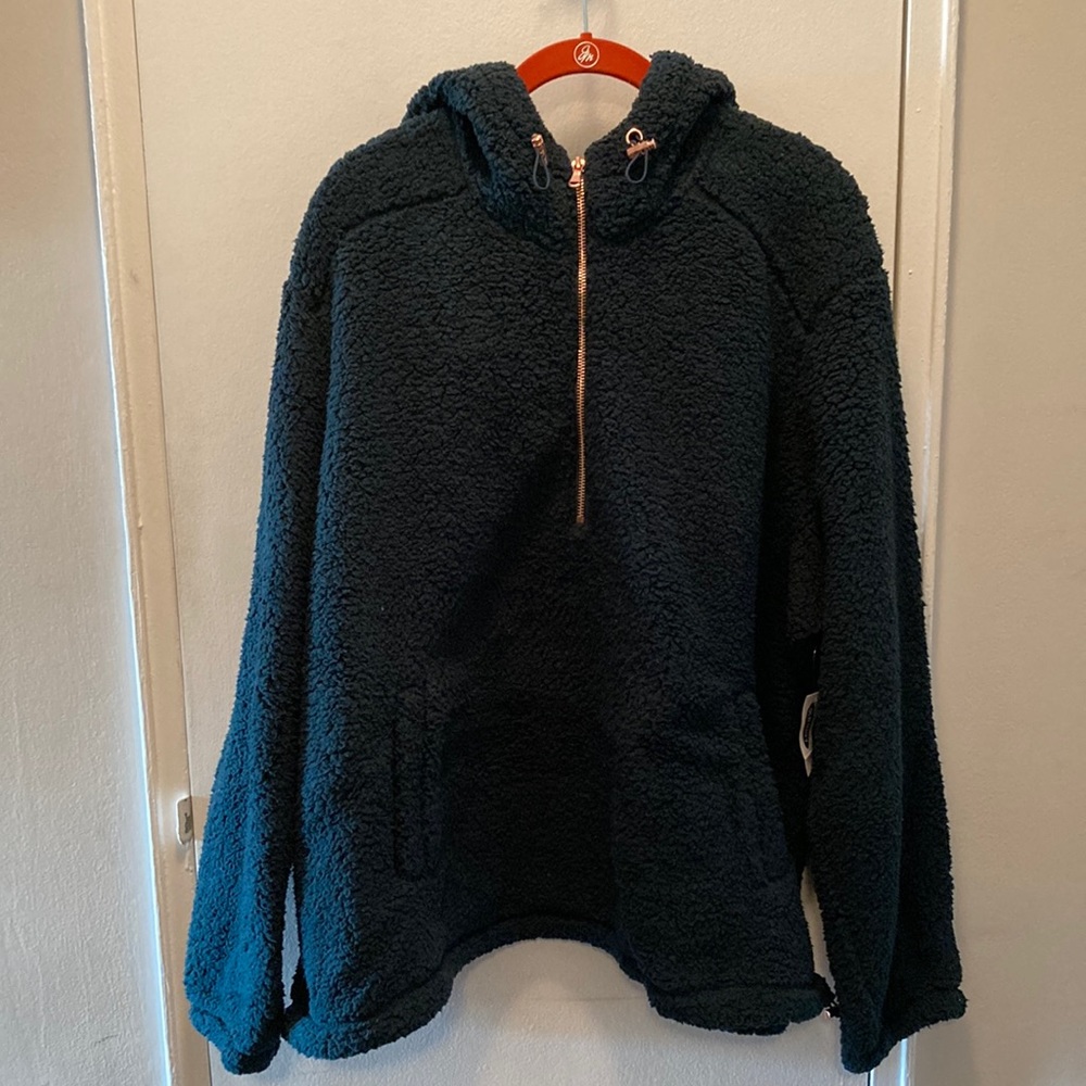 NWT Old Navy Sherpa Fleece Half-Zip Hoodie, size XXL